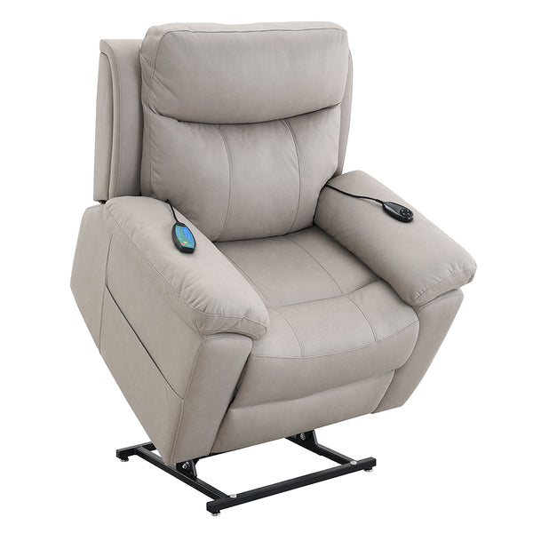 ACME Chriki Light Gray Polished Microfiber Power Recliner with Lift & Heating & Massage Model LV04272