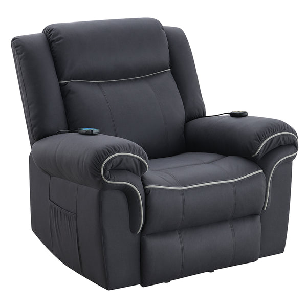 ACME Domana Dark Blue Polished Microfiber Power Recliner with Lift & Heating & Massage Model LV04274
