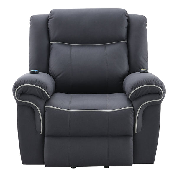 ACME Domana Dark Blue Polished Microfiber Power Recliner with Lift & Heating & Massage Model LV04274