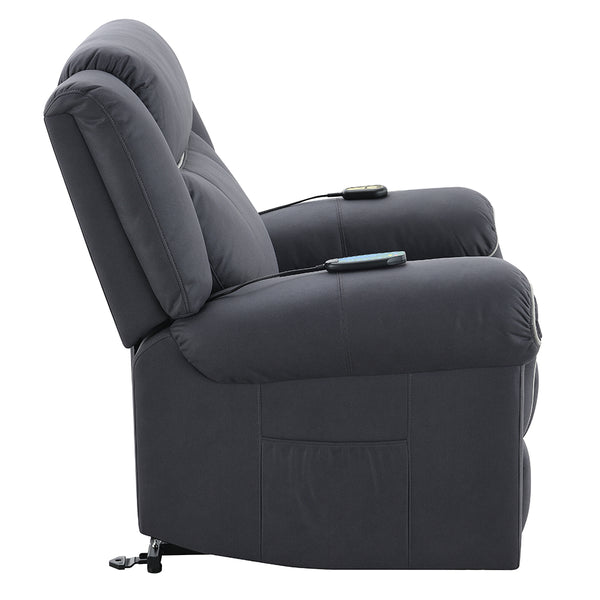 ACME Domana Dark Blue Polished Microfiber Power Recliner with Lift & Heating & Massage Model LV04274
