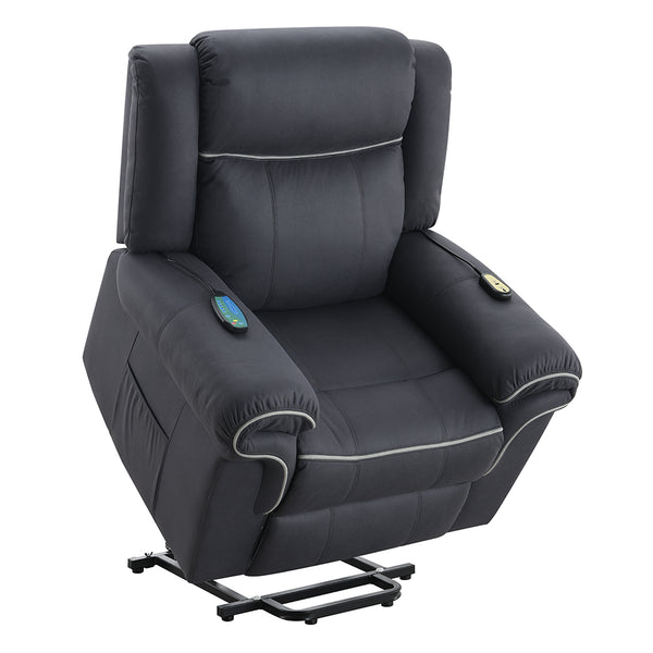 ACME Domana Dark Blue Polished Microfiber Power Recliner with Lift & Heating & Massage Model LV04274