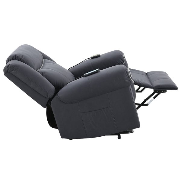 ACME Domana Dark Blue Polished Microfiber Power Recliner with Lift & Heating & Massage Model LV04274