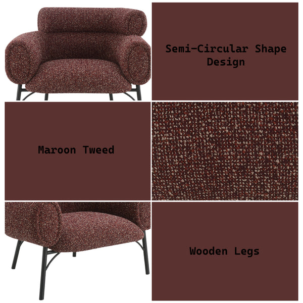 ACME Mardi Maroon Tweed Chair Model LV04292