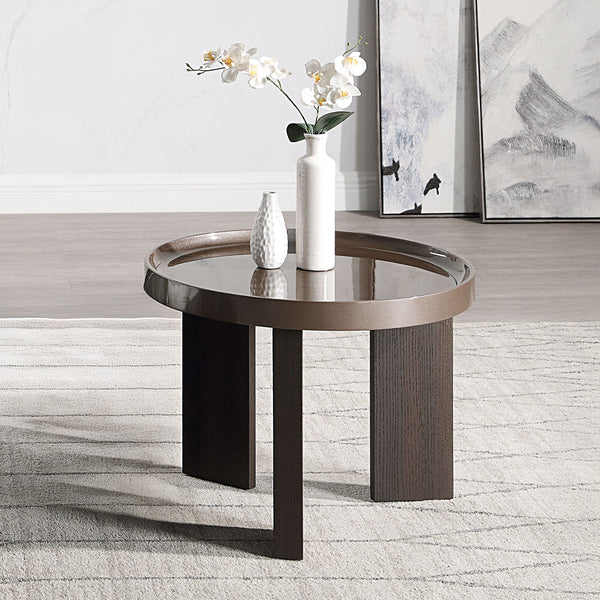 ACME Lakita Blackish Green/ Dark Blond High Gloss & Smoked Oak End Table Model LV04406