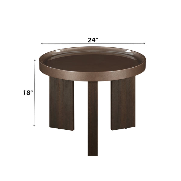 ACME Lakita Blackish Green/ Dark Blond High Gloss & Smoked Oak End Table Model LV04406