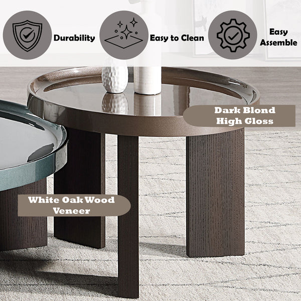 ACME Lakita Blackish Green/ Dark Blond High Gloss & Smoked Oak End Table Model LV04406
