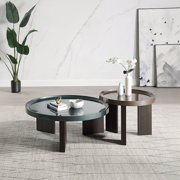ACME Lakita Blackish Green/ Dark Blond High Gloss & Smoked Oak End Table Model LV04406