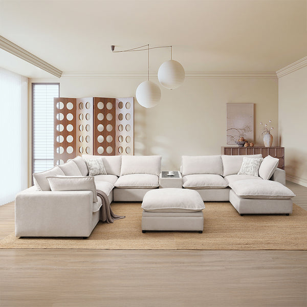 ACME Marisa Beige Boucle Modular Ottoman Model LV04414