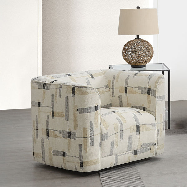 ACME Darya Beige Pattern Fabric Chair with Swivel Model LV04532