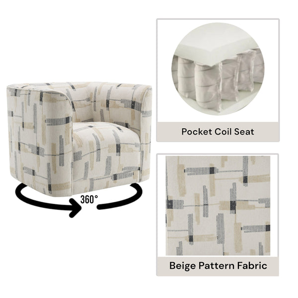 ACME Darya Beige Pattern Fabric Chair with Swivel Model LV04532