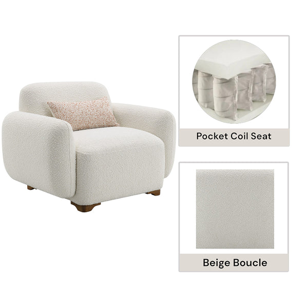 ACME Darius Beige Boucle Chair with Pillow Model LV04542