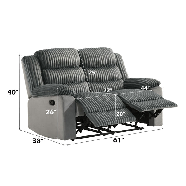 ACME Lesley Gray Corduroy & Velvet Motion Loveseat Model LV04621