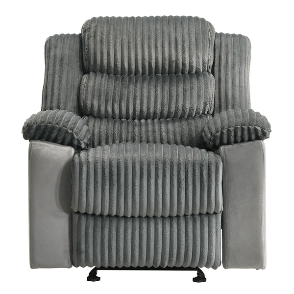 ACME Lesley Gray Corduroy & Velvet Motion Glider Recliner Model LV04622