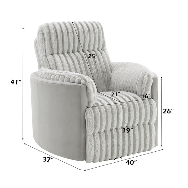ACME Emee Gray Corduroy Glider Recliner with Swivel Model LV04640