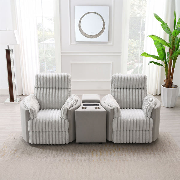 ACME Emee Gray Corduroy Glider Recliner with Swivel Model LV04640