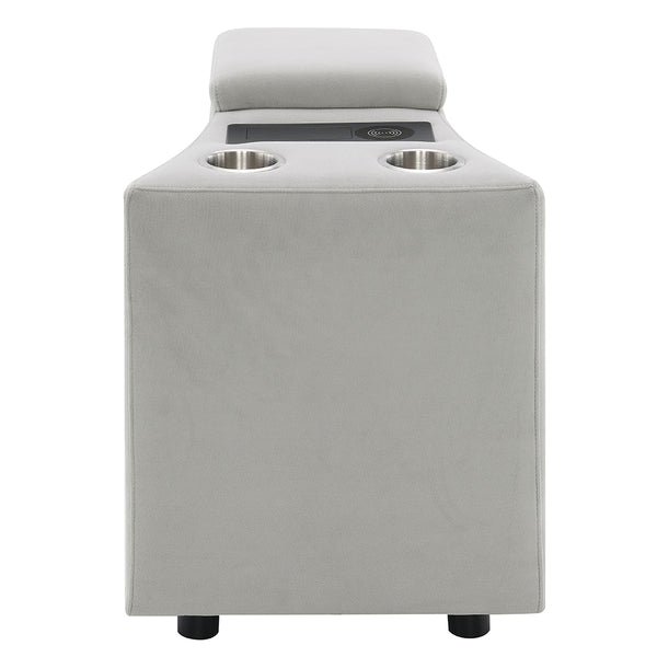 ACME Emee Gray Corduroy Console with USB Port Model LV04641A