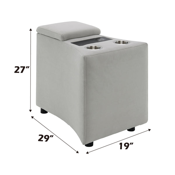 ACME Emee Gray Corduroy Console with USB Port Model LV04641A