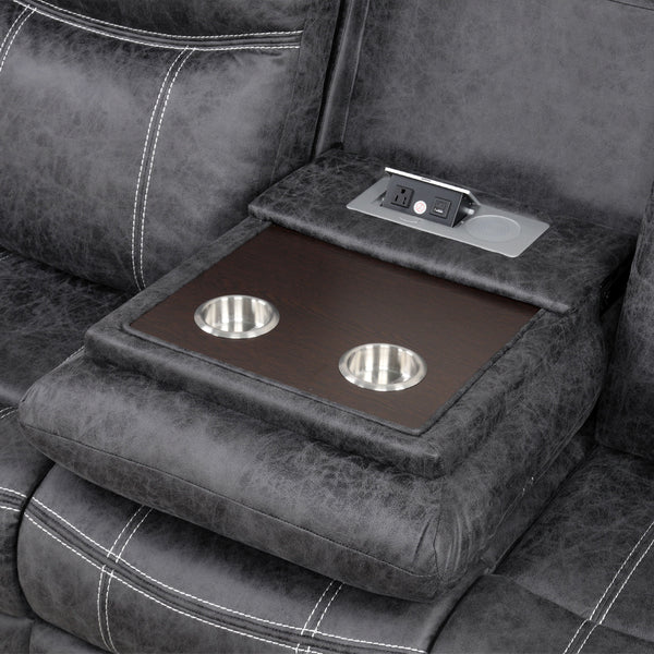 ACME Zubaida Dark Gray Polish Microfiber Power Motion with Drop Down Table & USB Port Model LV04670