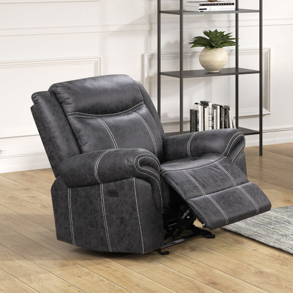 ACME Zubaida Dark Gray Polish Microfiber Power Motion Glider Recliner Model LV04672
