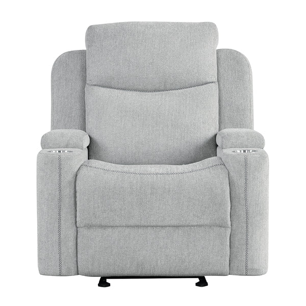 ACME Galya Light Gray Chenille Motion Glider Recliner Model LV04682