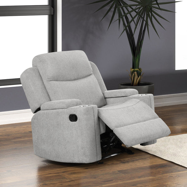 ACME Galya Light Gray Chenille Motion Glider Recliner Model LV04682