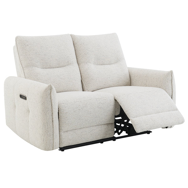 ACME Lalisa Cream Chenille Power Motion Loveseat with USB Port Model LV04781