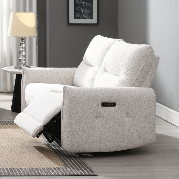 ACME Lalisa Cream Chenille Power Motion Loveseat with USB Port Model LV04781