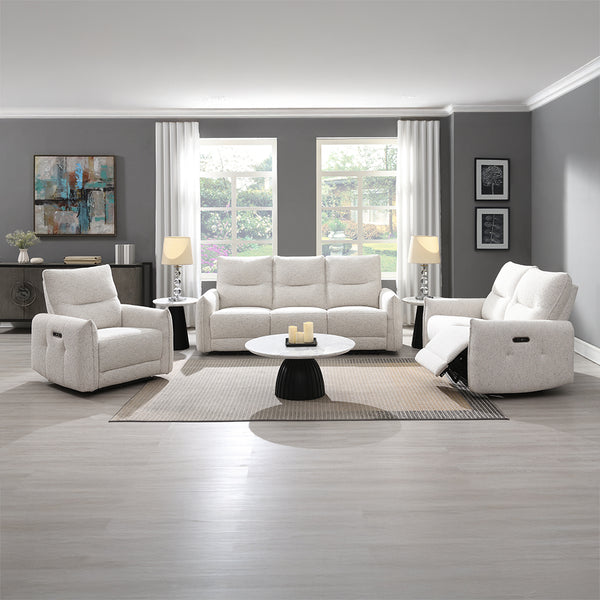 ACME Lalisa Cream Chenille Power Motion Loveseat with USB Port Model LV04781