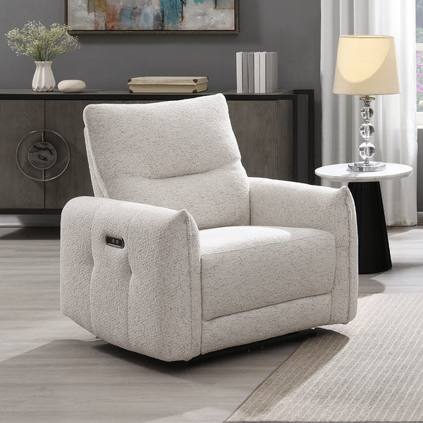 ACME Lalisa Cream Chenille Power Motion Recliner with USB Port Model LV04782