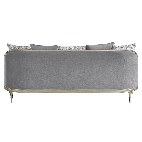 ACME Fernando Gray Chenille & Champagne Sofa with 5 Pillows Model LV04820