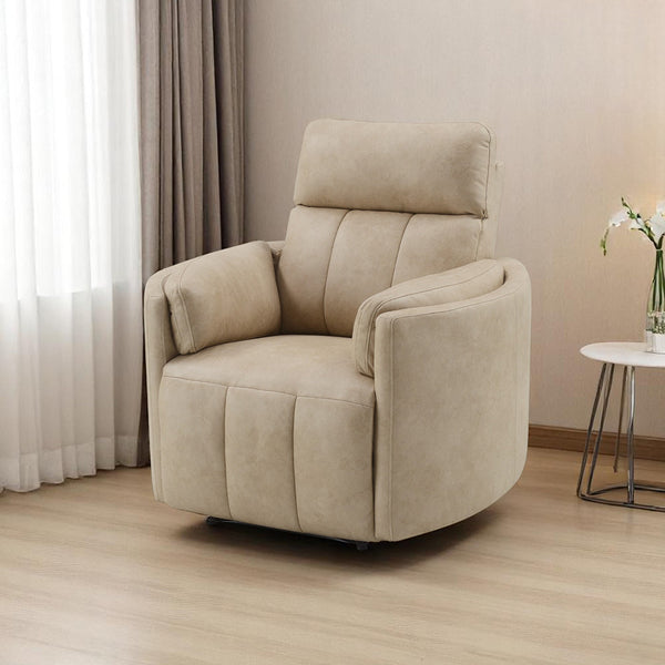 ACME Elison Dark Beige Polish Microfiber Motion Glider Recliner with Swivel Model LV05402