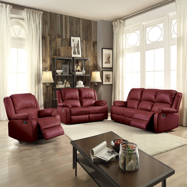 ACME Zuriel Red Synthetic Leather Motion Loveseat Model LV52151