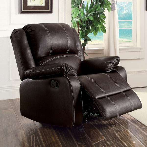 ACME Zuriel Brown Synthetic Leather Motion Rocker Recliner Model LV52282