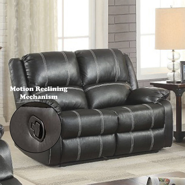 ACME Zuriel Black Synthetic Leather Motion Loveseat Model LV52286