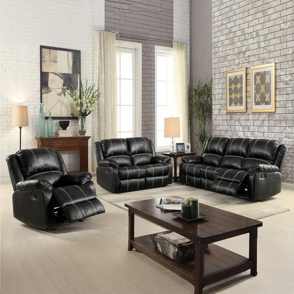 ACME Zuriel Black Synthetic Leather Motion Loveseat Model LV52286