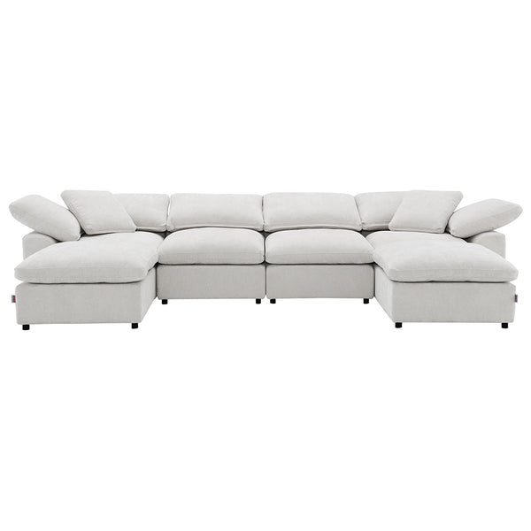 ACME Naveen Ivory Linen Modular Ottoman Model LV55132