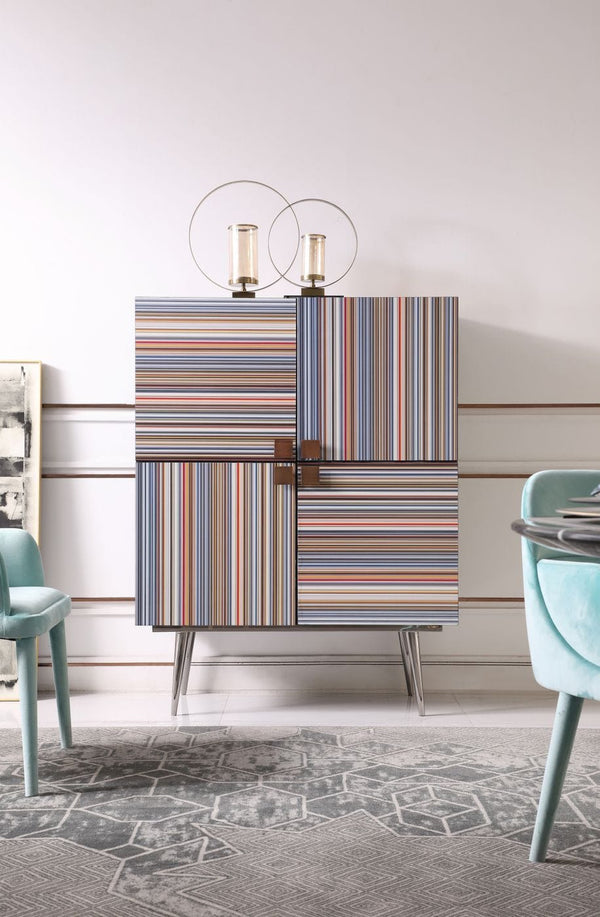 Macoy Modern Multicolor and Black Ash Wine Cabinet