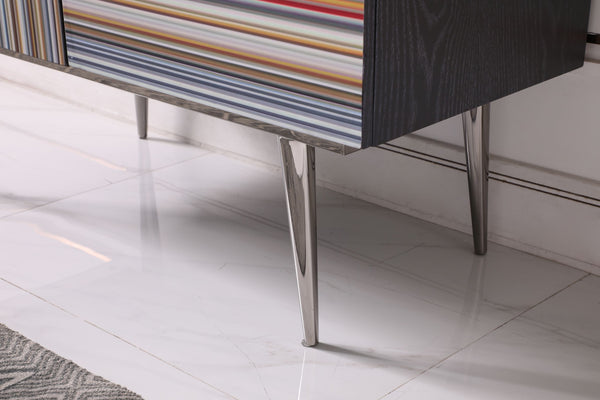 Macoy Modern Multicolor and Black Ash Wine Cabinet