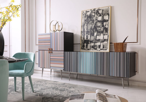 Macoy Modern Multicolor and Black Ash Wine Cabinet