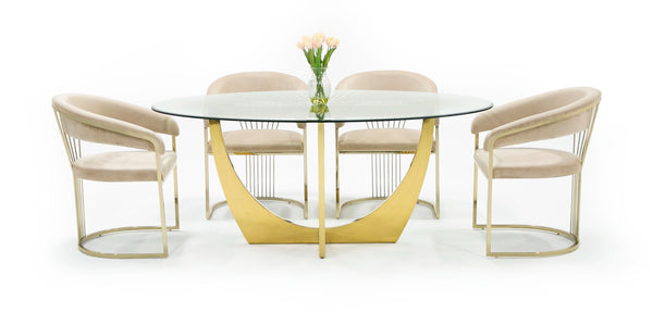 Chambers Glass & Gold Dining Table