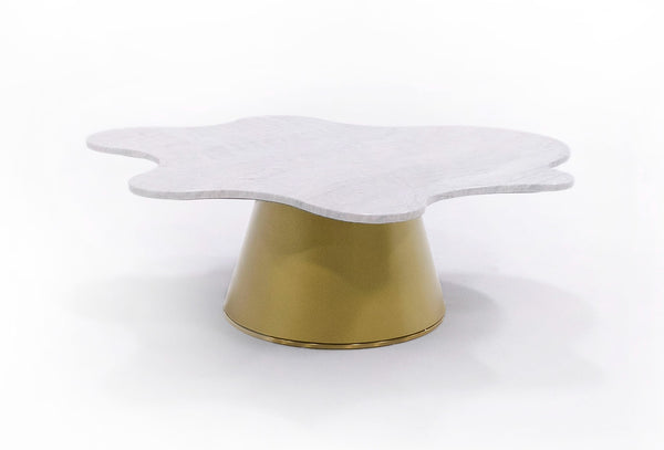 Modrest Gabbro High Glam White Marble And Gold Coffee Table Model VGODLZ-220C-H