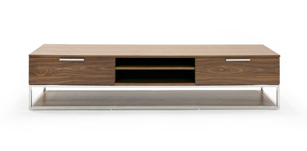 Heloise Modern Walnut and Stainless Steel TV Stand