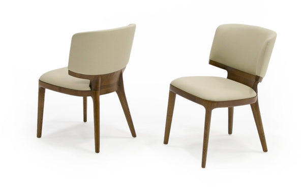 Modrest Stanley Contemporary Beige Leatherette And Walnut Set Of 2 Dining Chair Model VGCS-CH20066-DC
