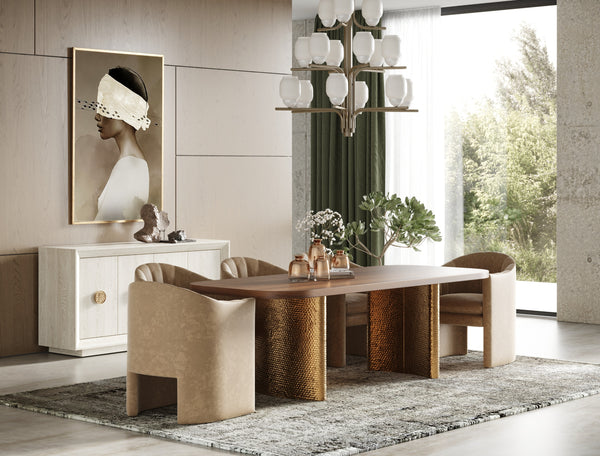 Modrest Marjorie Modern Walnut & Brushed Gold Rectangular Dining Table Model VGGMDT-1705-WAL