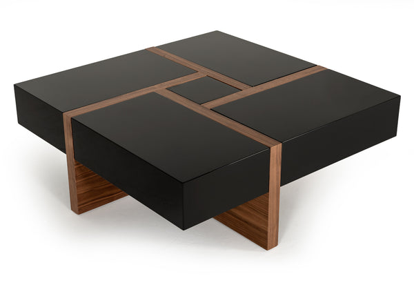 Modrest Makai Modern Black & Walnut Coffee Table Model VGBBLE624E-BLK