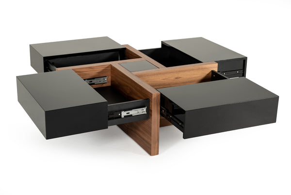 Modrest Makai Modern Black & Walnut Coffee Table Model VGBBLE624E-BLK