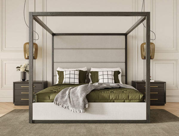 Modrest Manhattan Contemporary Canopy Grey Bed Eastern Model VGMA-BR-127-BED-EK