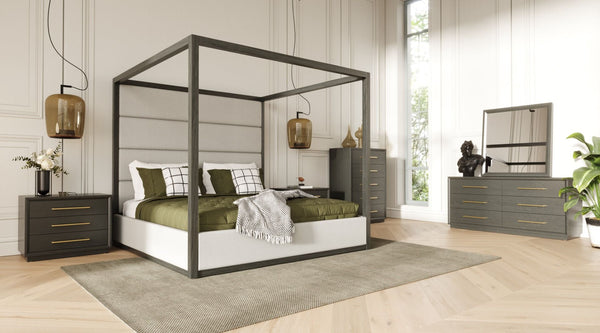 Modrest Manhattan Contemporary Canopy Grey Bedroom Set Eastern Model VGMA-BR-127-SET-EK