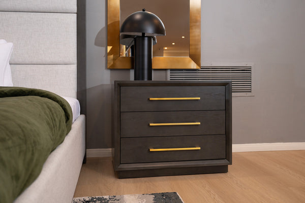 Manhattan Contemporary Grey and Gold Nightstand