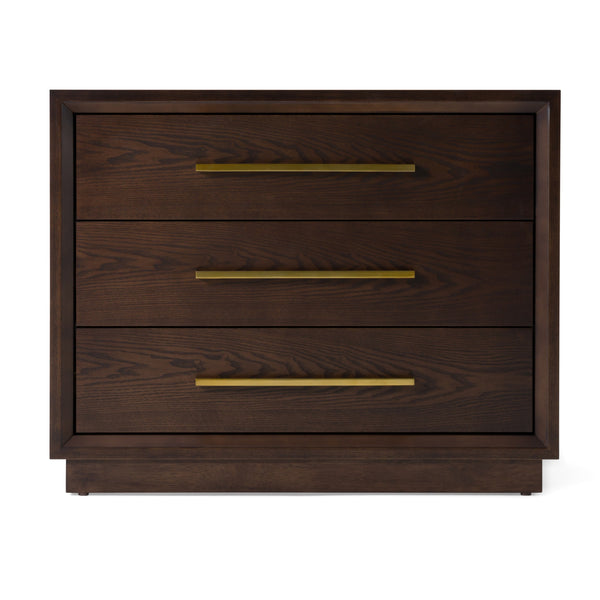 Manhattan Contemporary Brown Oak and Gold Nightstand